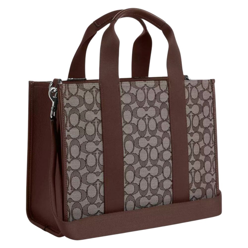 Coach Smith Tote Bag In Signature Jacquard / Silver / Oak / Maple Brown - Picture 10 of 12